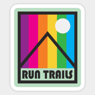 Run Trails Retro Vintage Rainbow Mountains Sticker